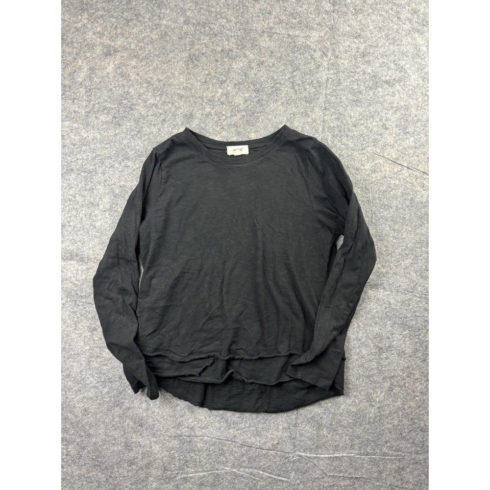 Jak & Rae Women's M Black 100% Cotton Ruffle Black Shirt Minimalist Basic Staple